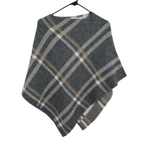 Alpaca Blend Plaid Poncho Wrap One Size Italian Knit Quiet Luxury Old Money Cozy